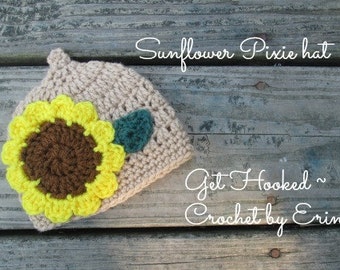 Sunflower Pixie hat / all sizes
