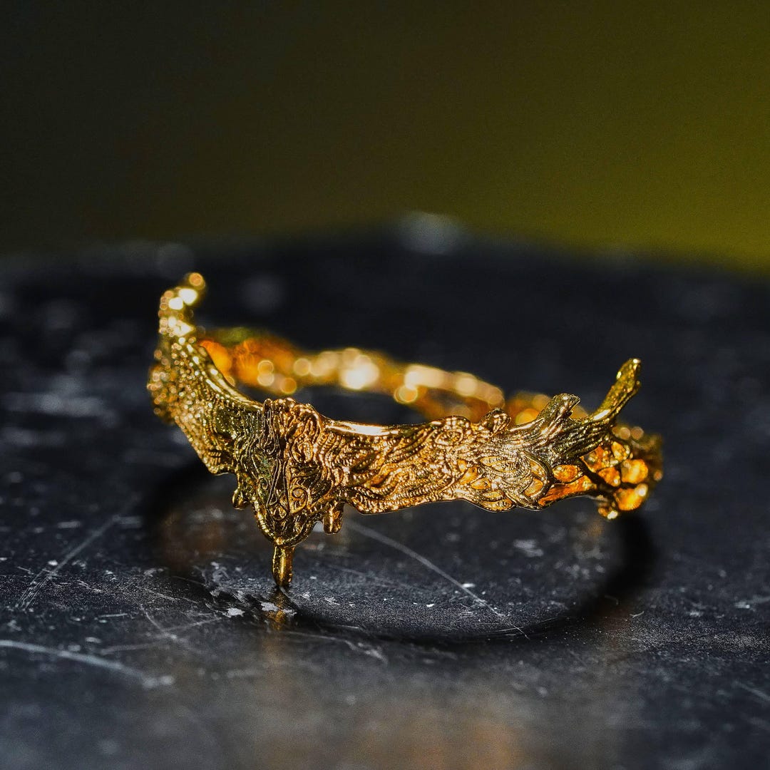 Rot Gold Ring PREMIUM Golden Rot Crown Ring – Handmade 950 Silver Malenia-inspired ...