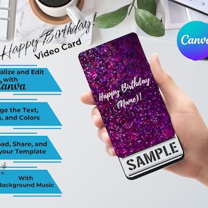 Happy Birthday Pink Sparkle Video Card
