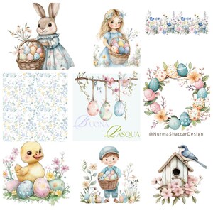 Happy Easter Digital Files Happy Easter 14 files without background for Easter prints, placemats, t-shirts, cards, glasses