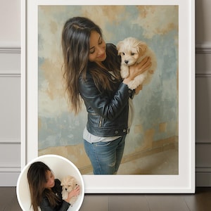 Custom Pet & Owner Portrait | Digital Download | Personalized Artwork from Your Photo