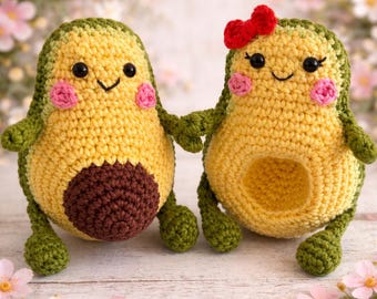 Mother’s Day Gift, Avocado Couple, Crochet Avocado, Regalo Día de la Madre, Pareja de Aguacates Amigurumi, Peluche Kawaii
