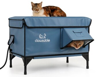 Clawsable Outdoor Cat House Insulated Shelter for Winter