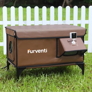 Heated Outdoor Cat House – Insulated Shelter With Waterproof Thermal Pad & One-Way Escape Door,Waterproof Eaves,  Flat Roof For Outdoor Cats