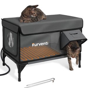 Heated Outdoor Cat House,Waterproof Insulated Shelter with Escape Door,Heating Pad,Eco-Friendly,Giving Outdoor & Feral Cats a Warm Home