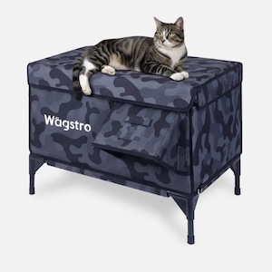 Wagstro Outdoor Heated Cat Shelter With Thermal Pad,Dual Magnetic Escape Doors,100% Weatherproof,Eco-friendly,Safe&Cozy House For Feral Cats