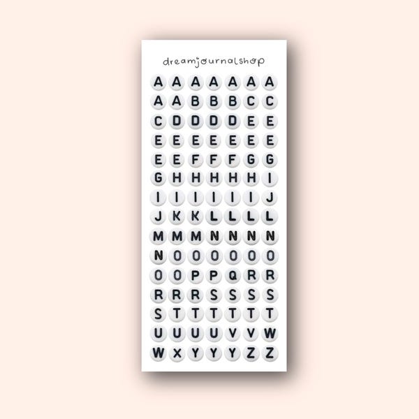 Sticker sheet "Letter Beads" | Junk Journaling/ Scrapbooking/ Planner/ Calendar/ Bullet Journal Stickers | Stickers Alphabet Letter Beads