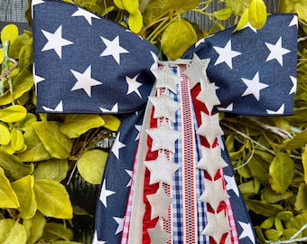 Patriotic Ribbon Set for Wreath: Blue Patriotic Charm Decor Bundle