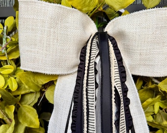 Black and Cream Ribbon Bundle for Wreath—Everyday Set