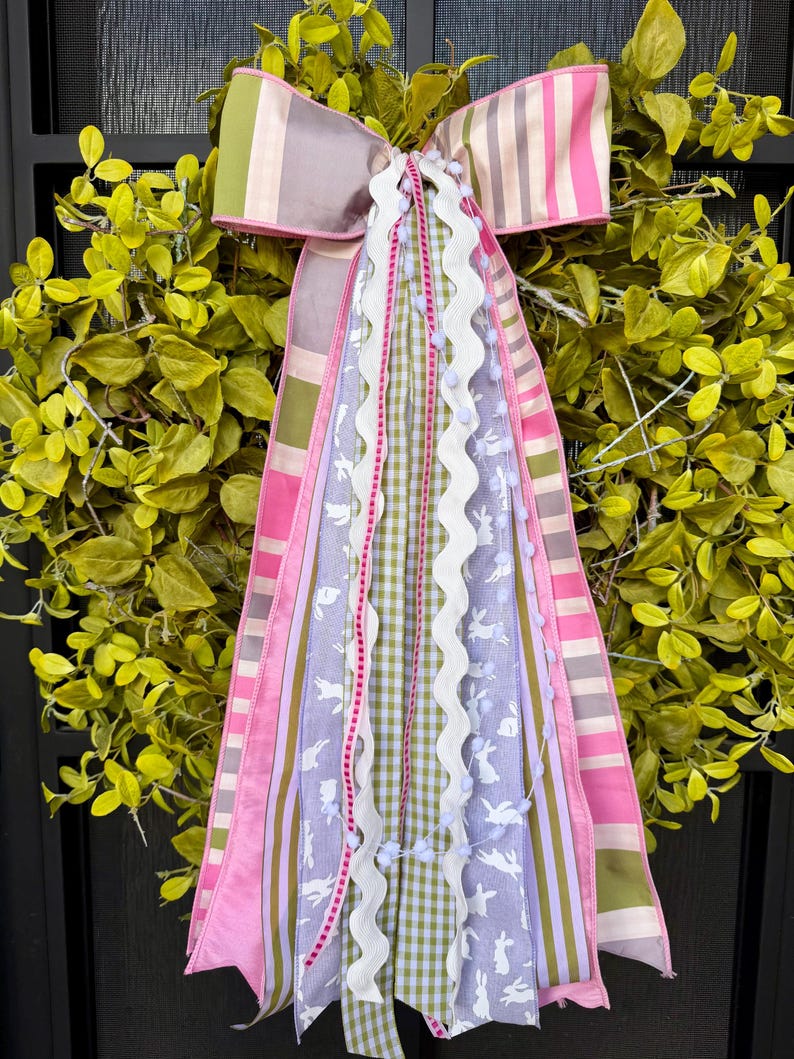 Easter Ribbon Set for Wreath: Pink Rabbits Decor Bundle - Etsy