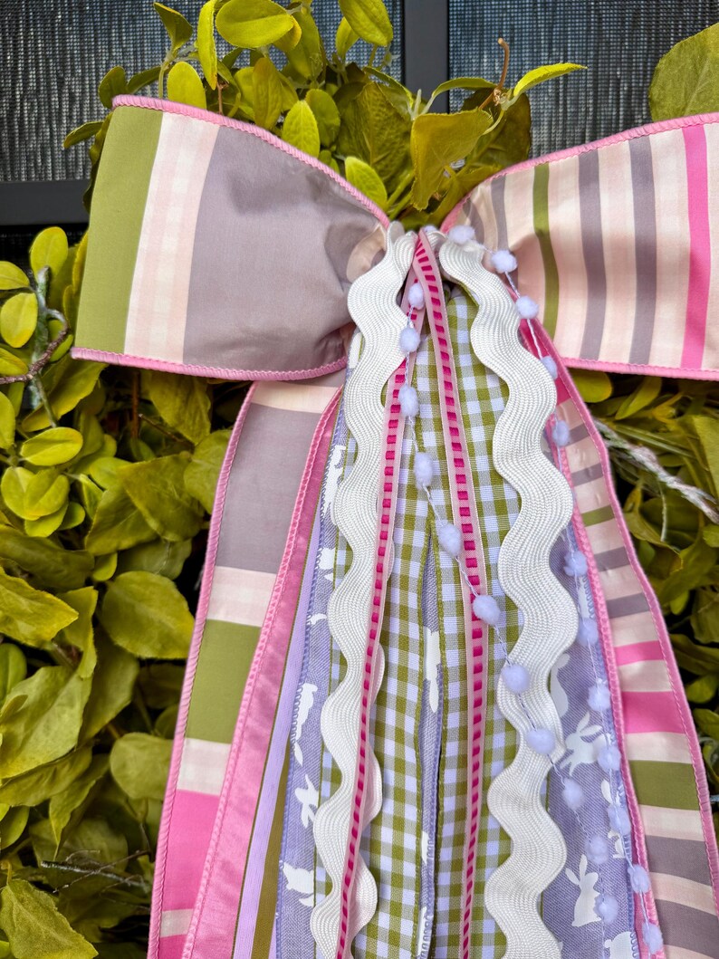 Easter Ribbon Set for Wreath: Pink Rabbits Decor Bundle - Etsy