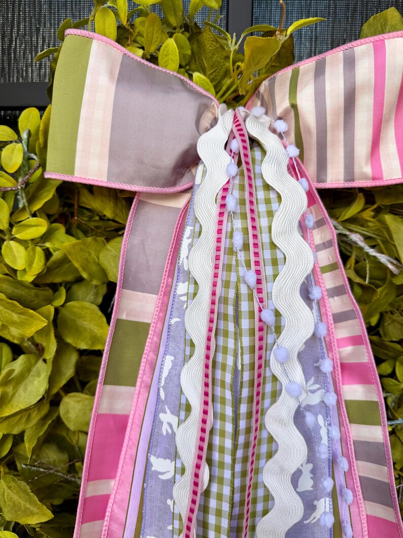 Easter Ribbon Set for Wreath: Pink Rabbits Decor Bundle - Etsy