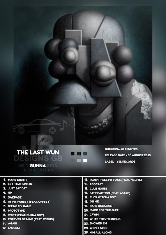 Gunna - the Last Wun Album Cover Art Print: Hip Hop Music Poster