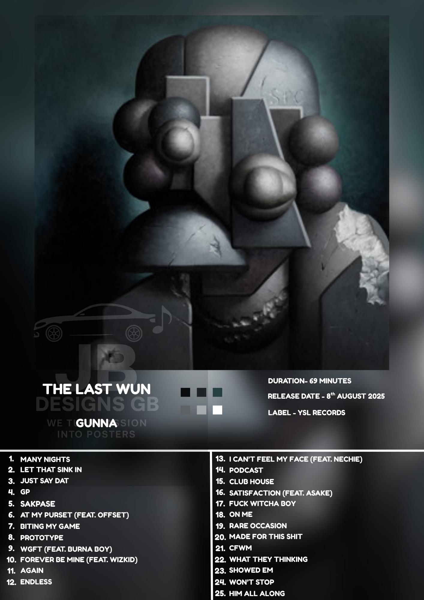 Gunna - the Last Wun Album Cover Art Print: Hip Hop Music Poster 
