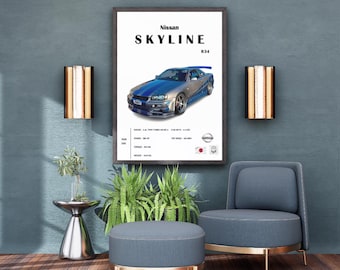 Nissan Skyline GTR R33-affisch, Fast & Furious-affisch, Sportbil, Väggkonst