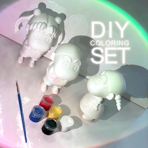 クレヨンしんちゃん風コスプレキャラクターフィギュア DIYぬりえセット お子様へのギフト 自宅ペイントキット
