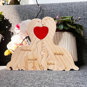 Wooden dinosaur family puzzle, Baby shower gifts, Dinosaur family decor, Home decor, Custom family gift, Gift for kids, Anniversary gift