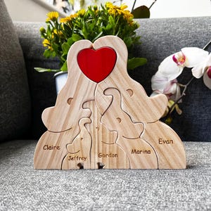 Curled trunk elephant, Wooden Elephant Family Puzzle, Home decor, Elephant family decor, Custom family gift, Gifts for kid, Baby shower gift
