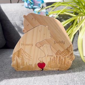 Custom wooden bear family puzzle, Family gift, Home decor, Baby shower gifts, Gift for kids, Gift for parents, Anniversary Birthday gifts