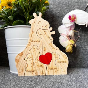 Wooden giraffe family puzzle, Baby shower gifts, Giraffe family decor, Home decor, Custom family gift, Gift for children, Anniversary gift
