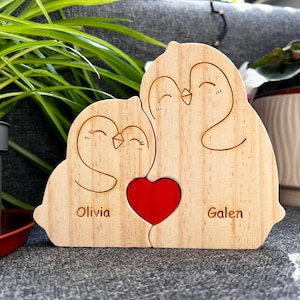 Gift for couples, Wooden penguin family puzzle, Fat penguin family, Wedding gifts, Gift for girlfriend and boyfriend, Custom birthday gift