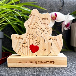 Custom wooden duck family puzzle, Wedding anniversary gift, Family decor, Baby shower gifts, Gift for father, Gift for kids, Graduation gift