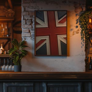 3D UK Flag Wall Art – Embossed British Flag Poster, Bold Red White and Blue Print, Patriotic Digital Art, Union Jack Decor, United Kingdom