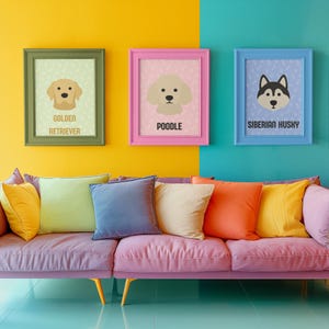30 Minimalist Dog Breed Wall Art | Cute Modern Dog Poster Set |  Printable Digital Download for Pet Lovers & Home Decor, Digital Artwork