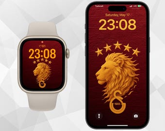 Fondo de pantalla del emblema del león del Galatasaray: Arte futbolístico dorado (descarga digital)