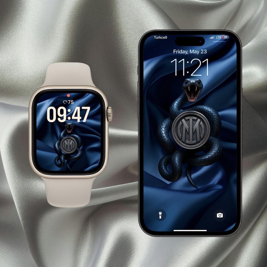 Inter Milan Wallpaper Set – Blue Snake Emblem, iPhone & Apple Watch ...
