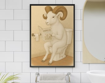 Funny Sheep Bathroom Print: Farm Animal Toilet Poster (Digital Download)