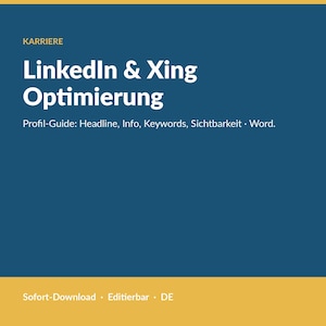 LinkedIn & Xing Profile Optimization Guide | Headline Info Keywords | Career German | Word | Instant Download