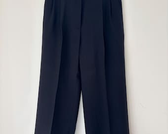 Dries Van Noten Schwarze Hose mit weitem Bein | Hoch taillierte, plissierte Designer Hose