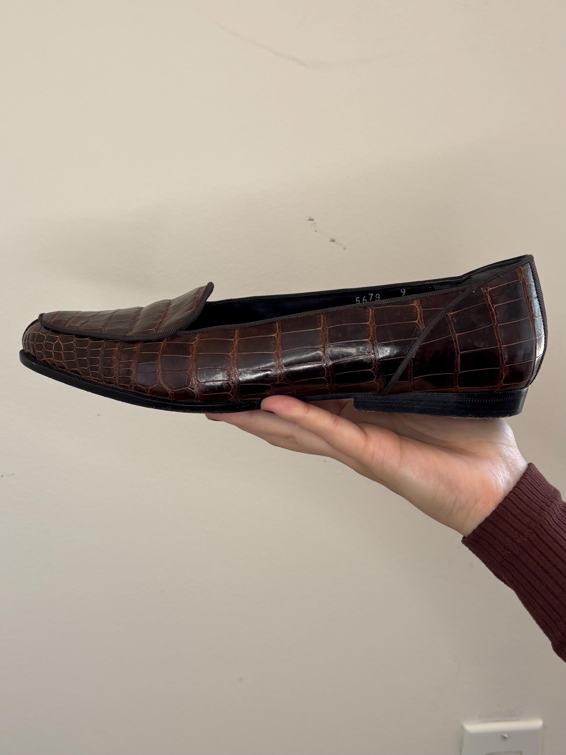 Susan Bennis/Warren Edwards Vintage Croc-Embossed Brown Loafers SUSAN BENNIS WARREN EDWARDS Men Genuine | Mercari main image 2