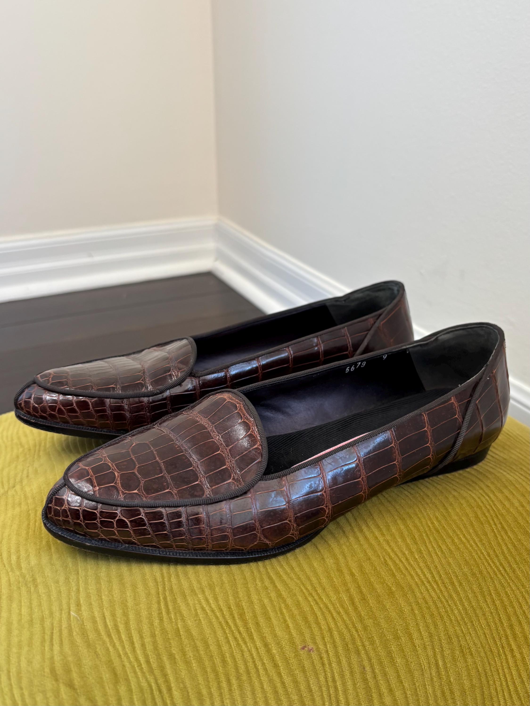 Vintage Crocodile Embossed Leather Loafers | Susan Bennis 