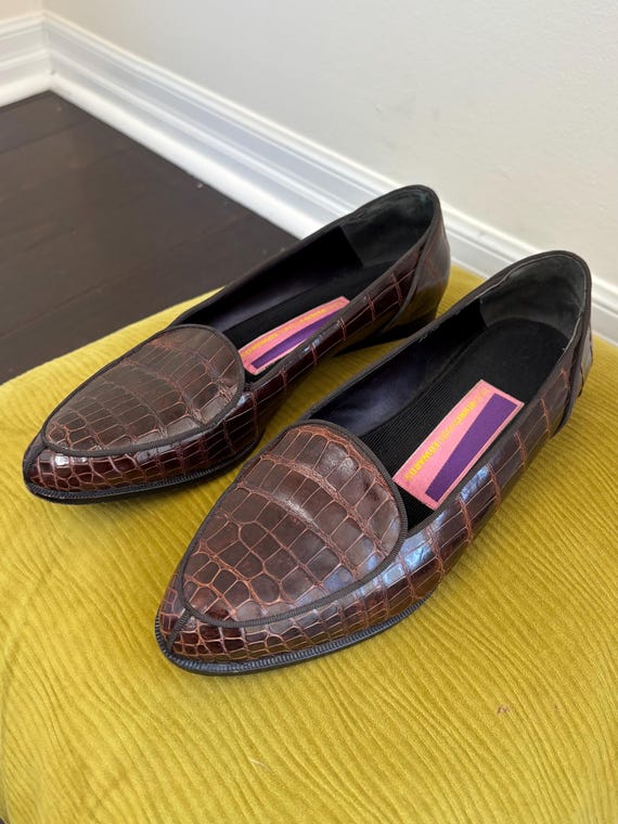 Vintage Crocodile Embossed Leather Loafers | Susan Bennis  display picture 3