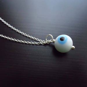 Evil Eye Necklace, Mal de Ojo, Talisman, Glass Pendant, Sterling Silver