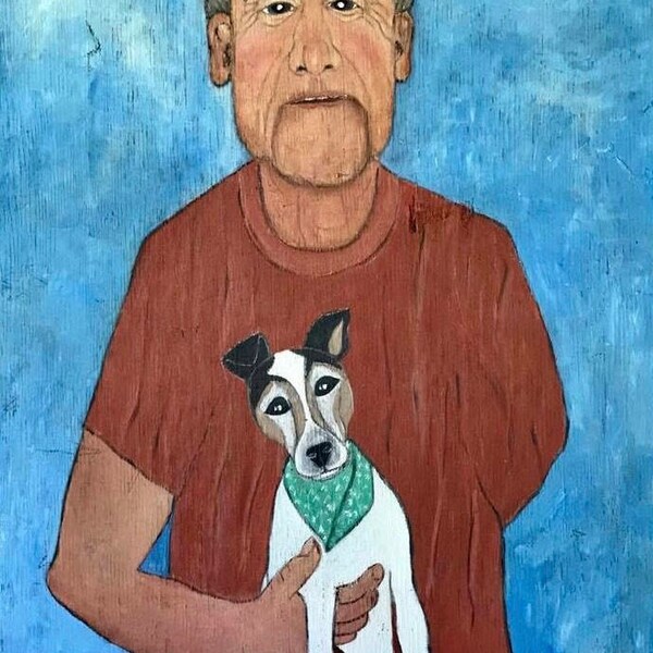 Rudy’s Right Hand Man Jack Russell Acrylic on Barnwood