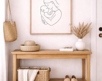 L'amour d'une mère est éternel - Dessins au trait minimalistes et impression bébé