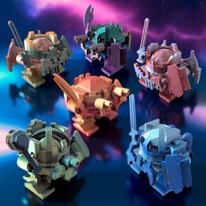 3D Printed Robot Figures - Draughtnauts Designer Toy Set - LazArt Studios