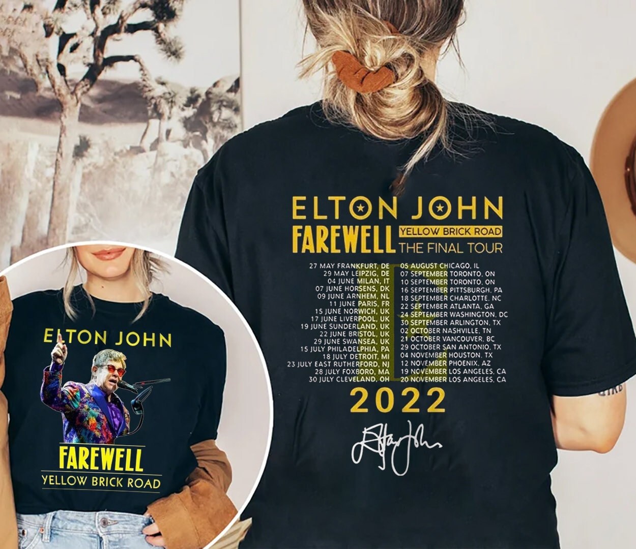Discover Elton John Abschiedstour Tour 2022 Zweiseitiges T-Shirt