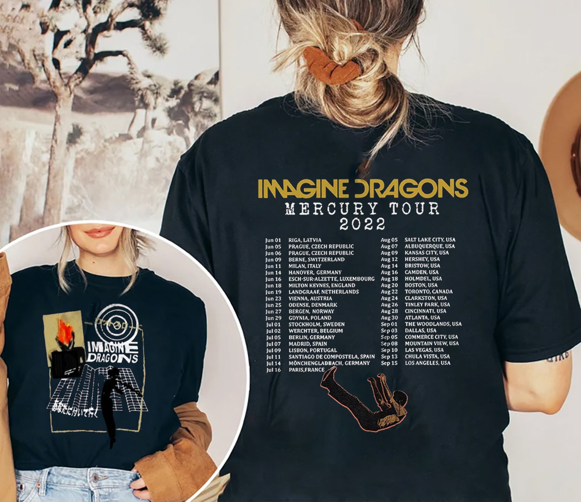 Discover Imagine Dragons Mercury Tour 2022 Zweiseitiges T-Shirt