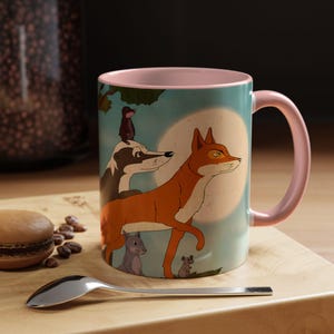 Taza &quot;Cuando los animales abandonaron el bosque&quot; - Taza nostálgica con zorro y amigos - Regalo de dibujos animados retro