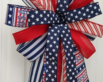 Bow decor, wreath bow , patriotic bow for lantern