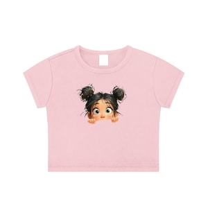 Crop Top Washed  – Cute Anime Girl Shirt – Soft Aesthetic Crop Tee for Women– Cute Art Tee – Fun & Casual Graphic Shirt for Her
