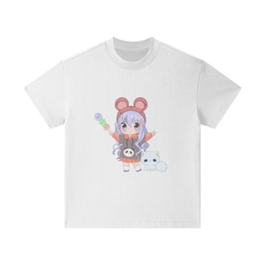 T-shirt anime mignon pour enfants - queues jumelles roses et oreilles de chaton - T-shirt anime mignon pour enfants - T-shirt princesse anime magique - T-shirt enfant ludique et amusant