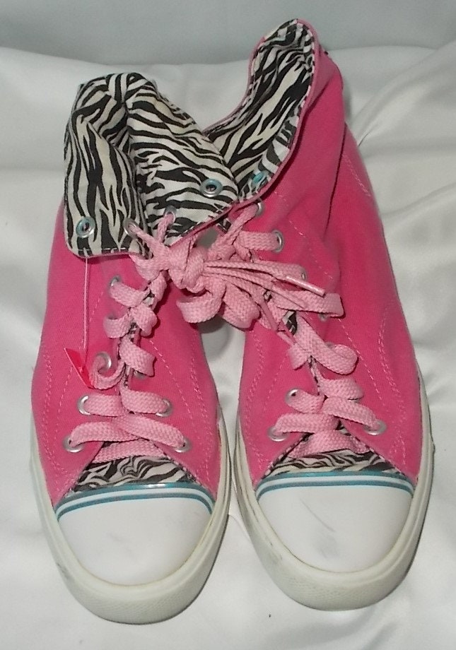 Vintage Airwalk Pink & Zebra Casual High Top Wedge Heel 