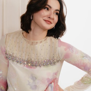 Latest Pakistani Designer Dress 3PC Chiffon Suit With Net Dupatta Custom Stitch Formal Wear For Nikkah Mehendi Eid Wedding Holi For Women