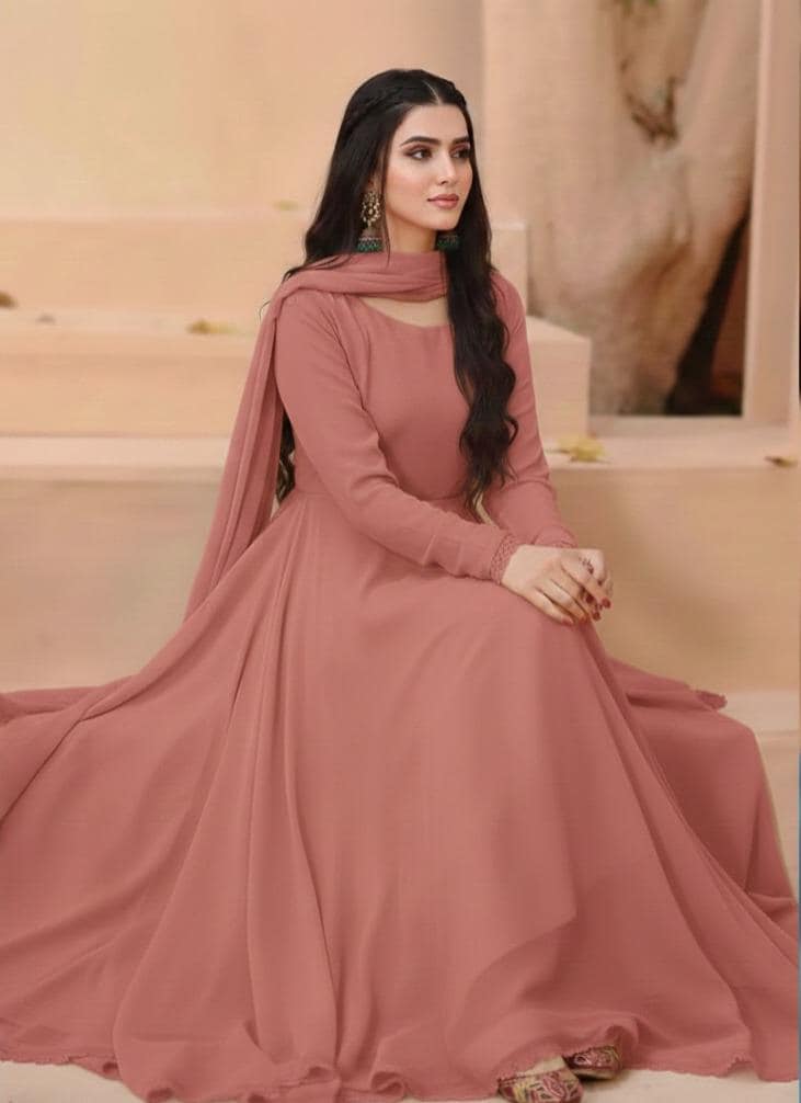 chiffon anarkali dress Exquisite Sky Blue Chiffon Anarkali Suit with Floral Print Dupatta