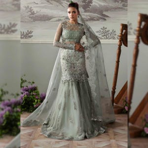 Embroidered Raw Silk Lehenga Choli Pakistani Bridal Dress & Organza Dupatta
